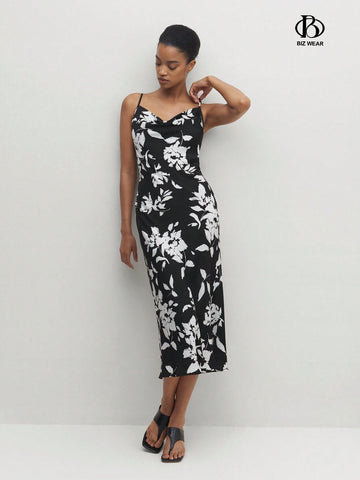 Women's Allover Print Summer Elegant Spaghetti Strap Sleeveless Dress