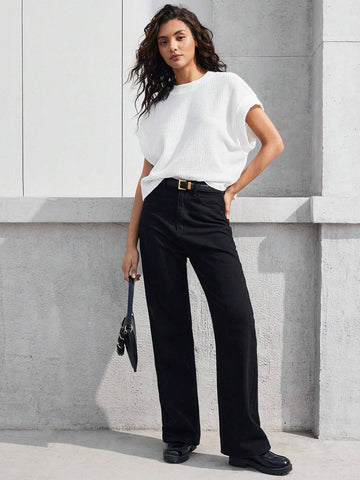 BIZwear Women's Batwing Sleeve Solid Color T-Shirt