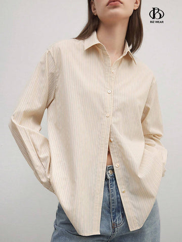 BIZwear Women's Casual Casual Striped Long Sleeve Shirt