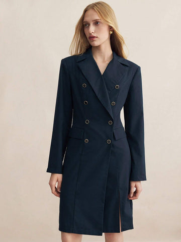 Women's Contrast Color Long Sleeve Short Dress