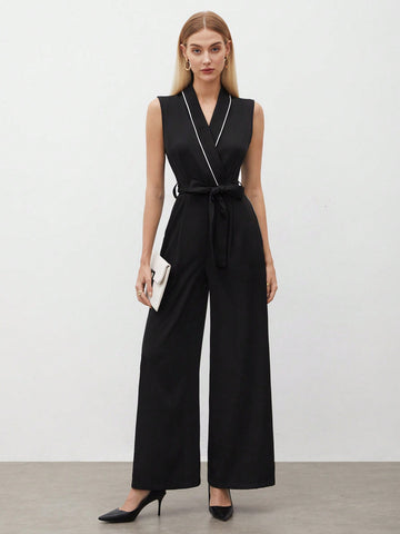 Women's Deep V-Neck Sleeveless Jumpsuit