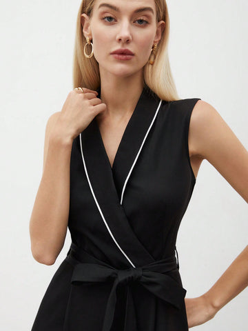 Women's Deep V-Neck Sleeveless Jumpsuit