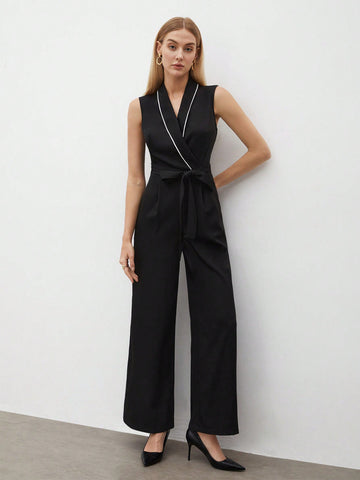 Women's Deep V-Neck Sleeveless Jumpsuit