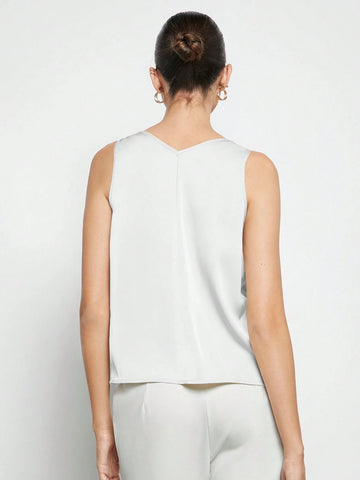 BIZwear Women's Elegant Color Block Sleeveless Blouse