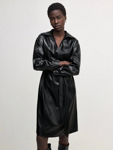 Women's Elegant Commuter Leather Bud Dress