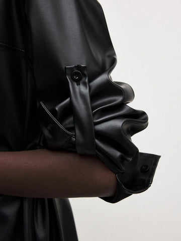 Women's Elegant Commuter Leather Bud Dress