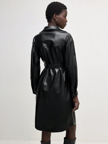 Women's Elegant Commuter Leather Bud Dress
