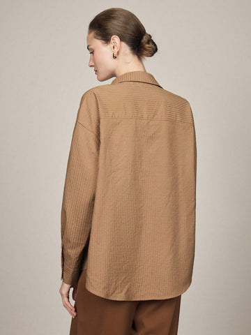 BIZwear Women's Elegant Commuter Stripe Loose Drop Shoulder Blouse