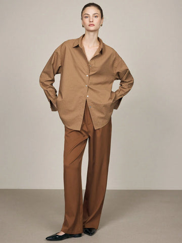 BIZwear Women's Elegant Commuter Stripe Loose Drop Shoulder Blouse