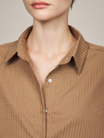 BIZwear Women's Elegant Commuter Stripe Loose Drop Shoulder Blouse