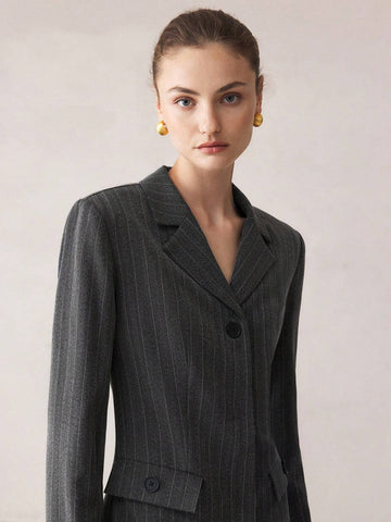 Women's Elegant Long Sleeve Short Wrap Dress With Lapel Collar