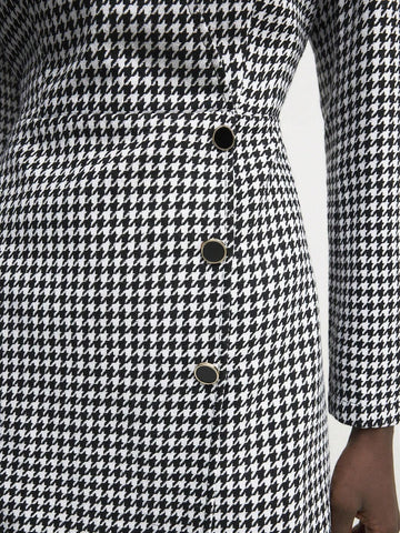 Women's Elegant Office Vintage Houndstooth Print Dress