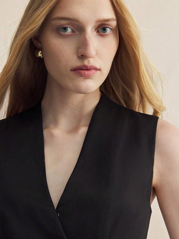 Women's Elegant Sleeveless Waist Cinched Sheath Dress For Work