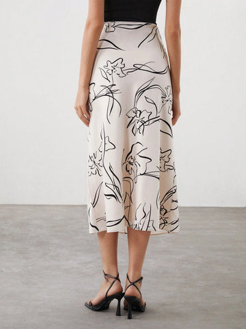 BIZwear Women's Floral Printed Long Skirt