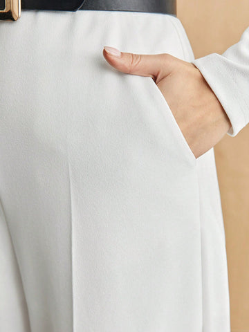 Women's Hollow Out Collar Jumpsuit Without Waist Belt