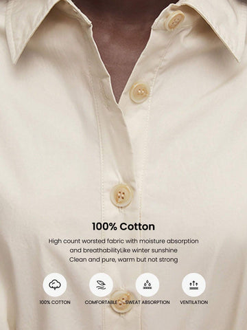 Women's Lapel Collar Buttoned Waist Belted Casual Dress