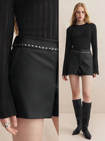 BIZwear Women's Leather Shorts For Commuting & Holiday Wear
