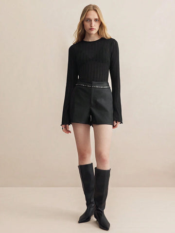 BIZwear Women's Leather Shorts For Commuting & Holiday Wear