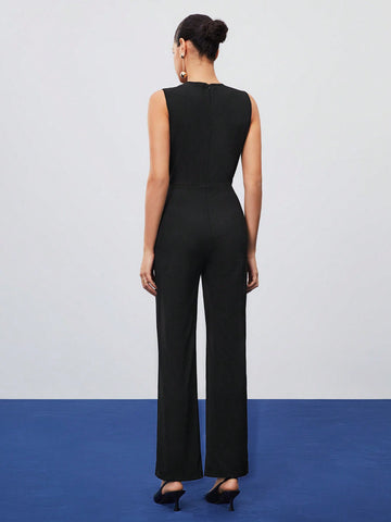 Women's Patchwork Lace And Sequin Embellished Jumpsuit