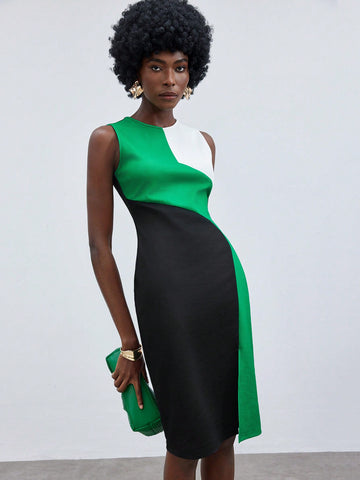 Women's Patchwork Sleeveless Dress