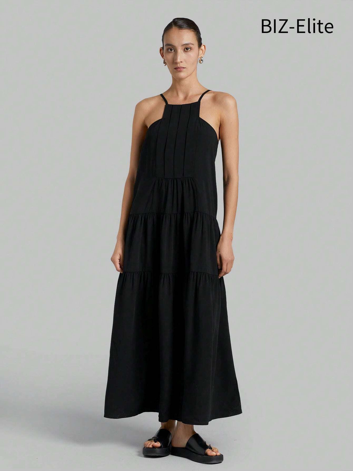 Women's Pleated Pocketed Slip Dress