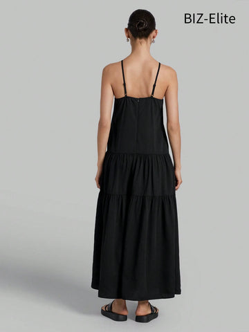 Women's Pleated Pocketed Slip Dress