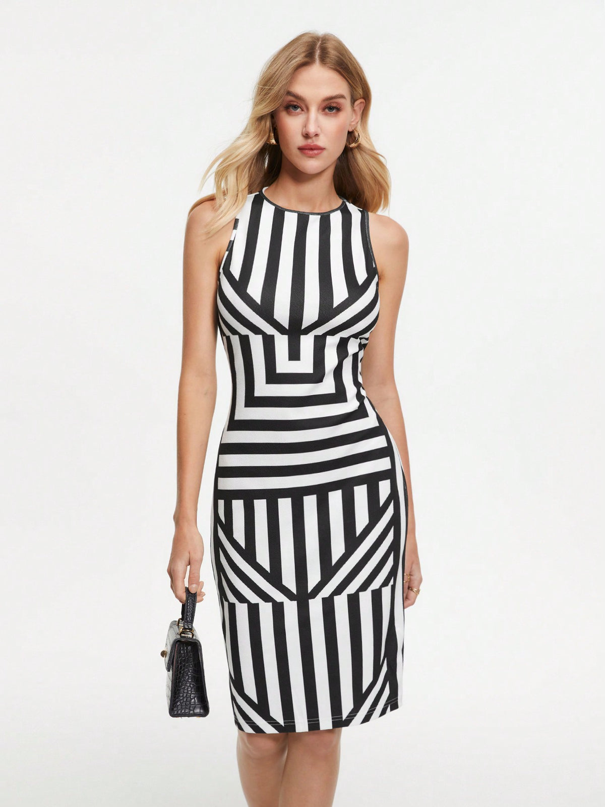 Women's Round Neck Striped Tank Dress