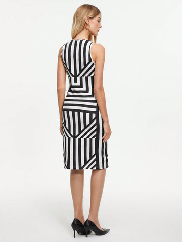 Women's Round Neck Striped Tank Dress