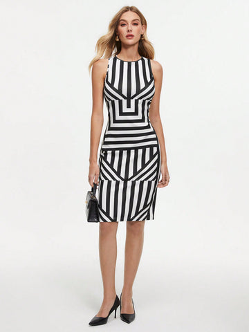 Women's Round Neck Striped Tank Dress