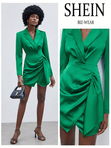 Women's Suit Collar Twist Knot Bodycon Dress