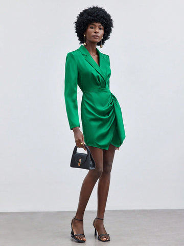 Women's Suit Collar Twist Knot Bodycon Dress