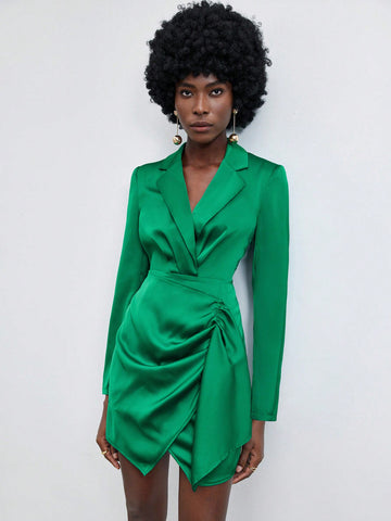 Women's Suit Collar Twist Knot Bodycon Dress