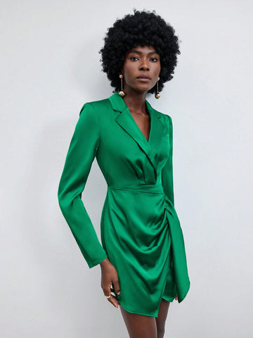 Women's Suit Collar Twist Knot Bodycon Dress