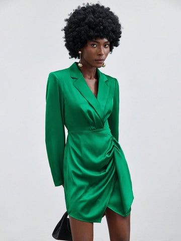 Women's Suit Collar Twist Knot Bodycon Dress