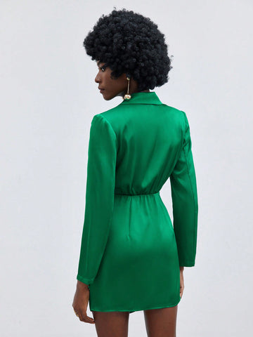 Women's Suit Collar Twist Knot Bodycon Dress