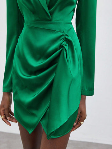 Women's Suit Collar Twist Knot Bodycon Dress