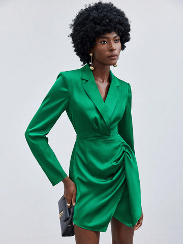 Women's Suit Collar Twist Knot Bodycon Dress