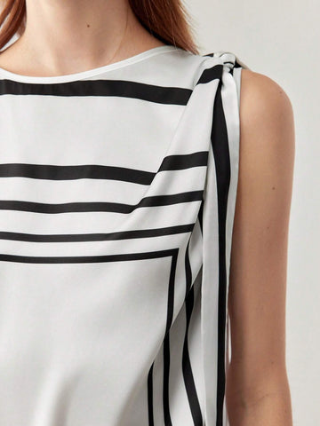 BIZwear Women's Summer Striped Batwing Sleeve Shirt With Chic Style