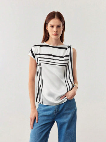 BIZwear Women's Summer Striped Batwing Sleeve Shirt With Chic Style