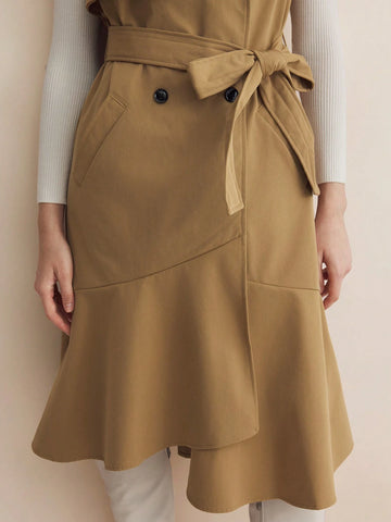 Women's Yellow Ruffle Sleeveless Dress For Summer