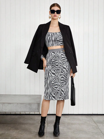 Women's Zebra Pattern Print 2pcs/set