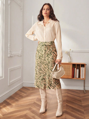 BIZwear Zebra Striped Print Skirt