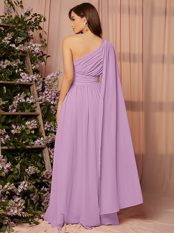 1 PC Draped One Shoulder Wrap Bridesmaid Dress