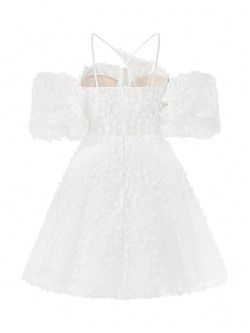 3d Floral Fabric Ball Gown With Crossed Cami Design Wedding Dress