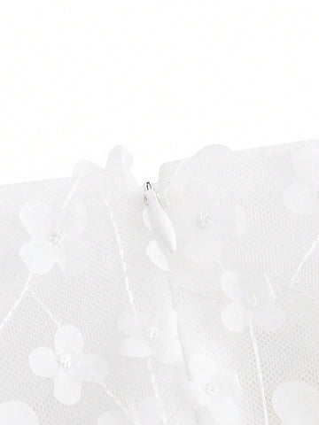 3d Floral Fabric Ball Gown With Crossed Cami Design Wedding Dress