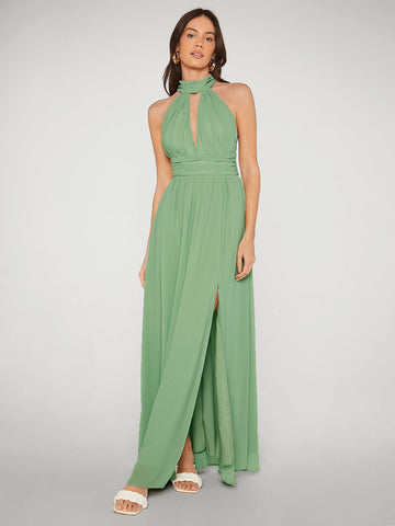 Backless Split Thigh Bridesmaid Dress