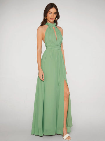 Backless Split Thigh Bridesmaid Dress