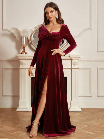 Bridesmaid Dress With Irregular Hemline, Pleated And A-line Design