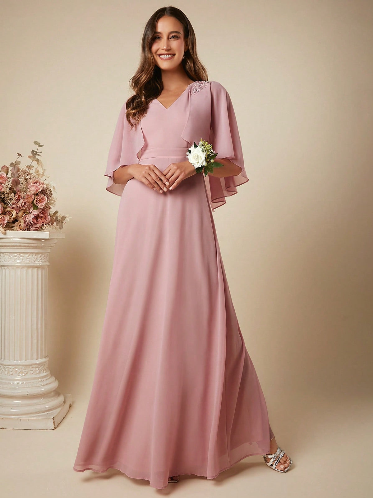 Belle Cloak Sleeve Maxi Bridesmaid Dress