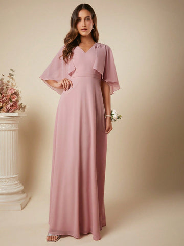 Belle Cloak Sleeve Maxi Bridesmaid Dress